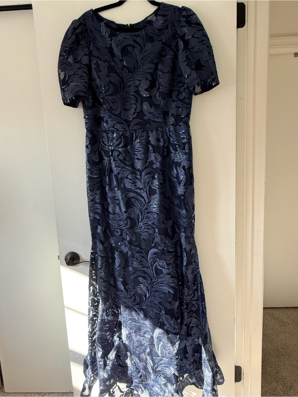 Xscape Navy Blue Embellished Maxi Dress